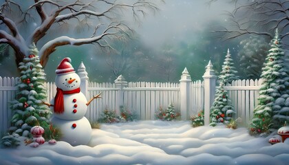 Obraz premium snowman in the garden