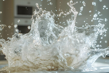 Realistic Image - Dynamic Water Splash in Kitchen