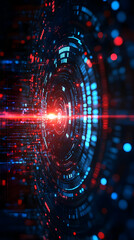 3D Abstract Background - Technology Tunnel with Red and Blue Lights