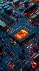 3D Render Circuit Board CPU Technology Illustration