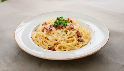 먹음직스러운 까르보나라 파스타