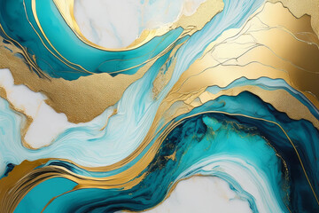 abstract marble turquoise gold background