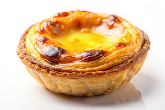 Experience the exquisite Queijada de Sintra, a beloved traditional Portuguese dessert. This macro shot showcases the irresistible sweet treat against 
