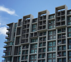 Obraz premium Detailed view of windows, doors and balconies of city buildings 