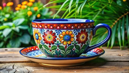 Stunning ceramic cup showcasing an exquisite design and bright hues, perfect for enhancing the collection of any passionate coffee or tea lover.