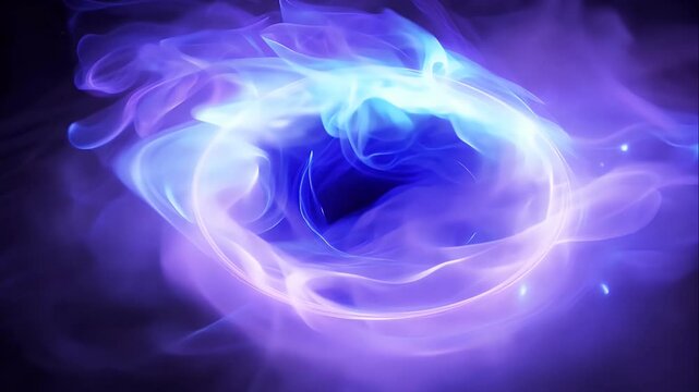Blue and purple aura with misty edges, expanding outward like a magical force field