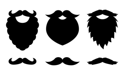 Beard, moustache icon set. Male beards, mustaches collection. Vector illustration.