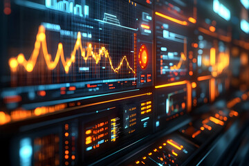 3D Illustration - Futuristic Data Analysis Display