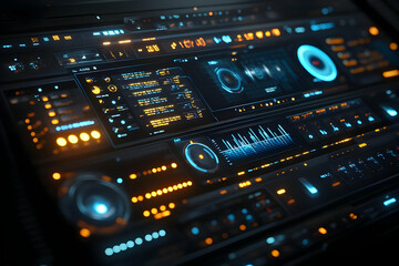 Fototapeta premium 3D Illustration Futuristic Control Panel Technology Interface