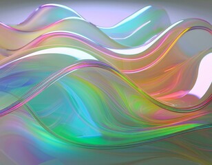 Flowing gradient transparent multilayer glass background, 3d rendering.