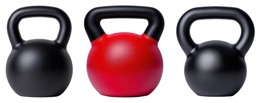 Weightlifting preparation kettlebells gym equipment studio close-up strength training
