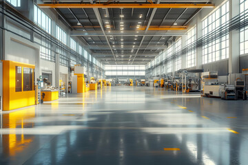 3D Illustration Empty Modern Factory Interior Warehouse