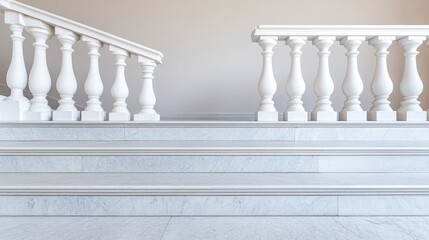 Elegant marble stairs leading to a majestic palace showcasing intricate railings and timeless stone craftsmanship