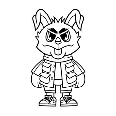 Mascot character design cartoon of rabbit outline