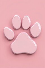 Abstract pink 3d paw print