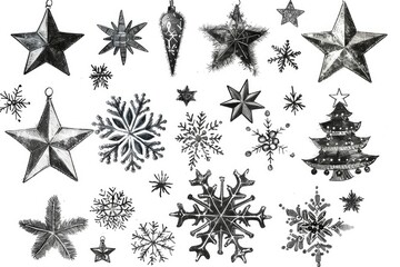 Christmas decorations assortment, various ornaments and trimmings for festive decor