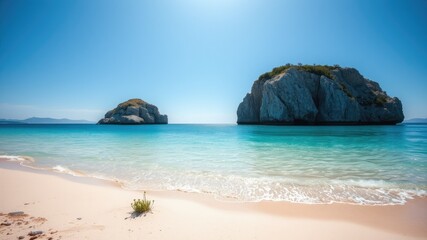 Stunning Beach on the Greek Island of Kos with Clear Blue Waters and Golden Sand for Travel Photography