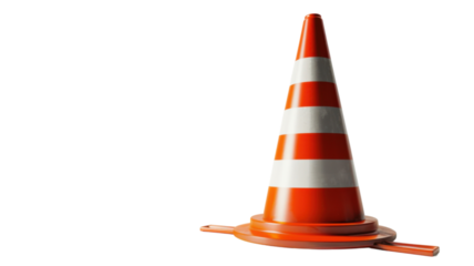 High-Quality 3D Render of an Orange Traffic Cone with White Stripes, Ideal for Urban Planning and Safety Protocols