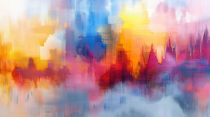 Naklejka premium Vibrant abstract art showcasing clash of colors, blending warm and cool tones. dynamic composition evokes emotion and energy, perfect for modern decor