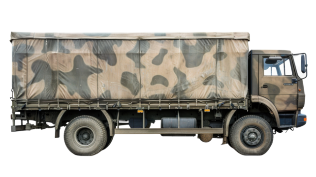 High-Quality Isolated Army Truck Image for Military and Vehicle-Related Projects