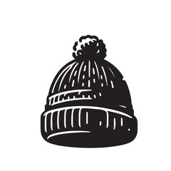 Fototapeta premium Winter hat silhouette vector design. Winter Beanie vector design. Cute winter hat logo, icon vector design.
