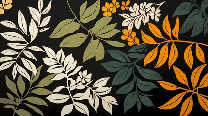 Fototapeta premium Retro autumn leaves plant illustration poster background
