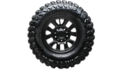 High-Quality Black Rubber Tire Isolated on a White Background for Automotive and Industrial Applications