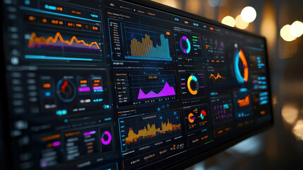 vibrant APM dashboard displays various analytics, including graphs and charts, showcasing data trends and performance metrics in dynamic and visually engaging manner
