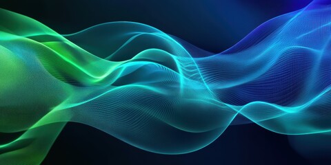 Obraz premium Digital background for tech processes, neural networks, blue and green colors 