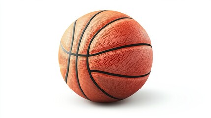 Fototapeta premium A close-up of a classic orange basketball with black seams on a white background.