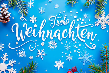 Bold white text Frohe Weihnachten
