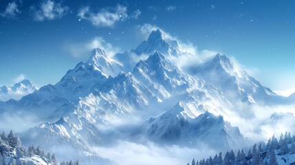 Obraz premium Winter season. snow covered fantasy mountains