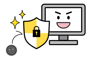 パソコンセキュリティソフトのイラスト