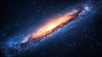 Fototapeta premium Stunning View of a Spiral Galaxy with Bright Core and Distant Stars Captured in Deep Space, Highlighting Cosmic Wonder and Astronomical Beauty