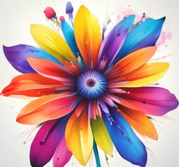 Obraz premium Illustration of multicoor flower on white background.