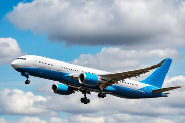 Obraz premium front view of photorealistic passenger plane landing