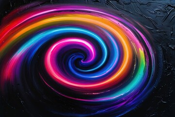 Vibrant Ethereal Neon Galaxy Swirl Artwork on Dark Textured Canvas