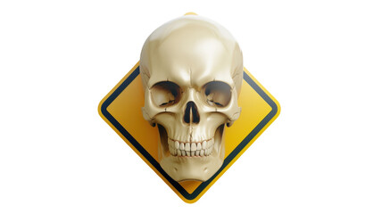 Warning Hazard Sign with Skull Icon Isolated on Transparent Background for Safety Awareness and Precautionary Measures
