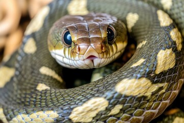 Fototapeta premium A close-up shot of a snake's head with its mouth open, great for wildlife or nature illustrations