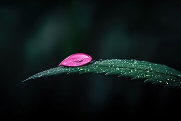 Obraz premium Water droplet reflection on leaf nature scene macro photography green environment close-up view serenity concept