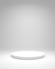 Minimalistic white podium on gray background for product display or presentation.