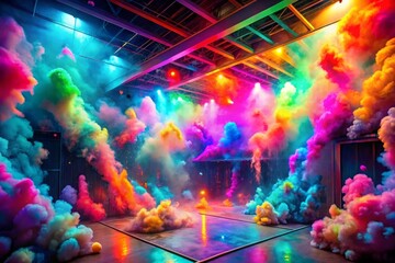 Obraz premium abstract multicolored powder splatted on white background, Freeze motion of color powder exploding