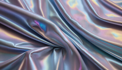 Processed collage of Iridescent fabric trendy cloth holographic texture. Background for banner, backdrop or texture for 3D mapping