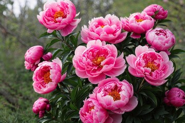 Fototapeta premium Stunning Isolated Pink Peony Flowers on Nature Inspired Background
