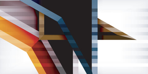 Arrows with 3d effect abstract background. Triangles on light grey backdrop