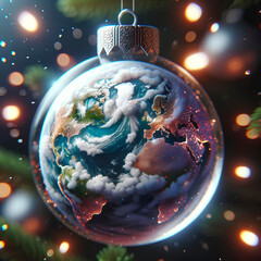 boule de No&euml;l plan&egrave;te terre