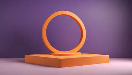 Orange podium and minimal abstract background for Halloween, 3d rendering geometric shape, Stage for awards on website in modern.