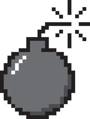 Pixel Bomb Icon. Pixel art Element Isolated