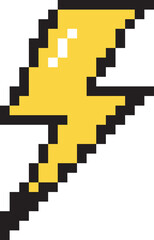 Fototapeta premium Lightning Bolt Pixel Art Icon. Pixel art Element Isolated
