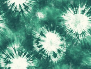 Fototapeta premium Vibrant Green Tie-Dye Background with Organic Swirls and Circular Patterns for Textile and Art Projects, Perfect for Eco-Friendly Designs and Creative Crafts